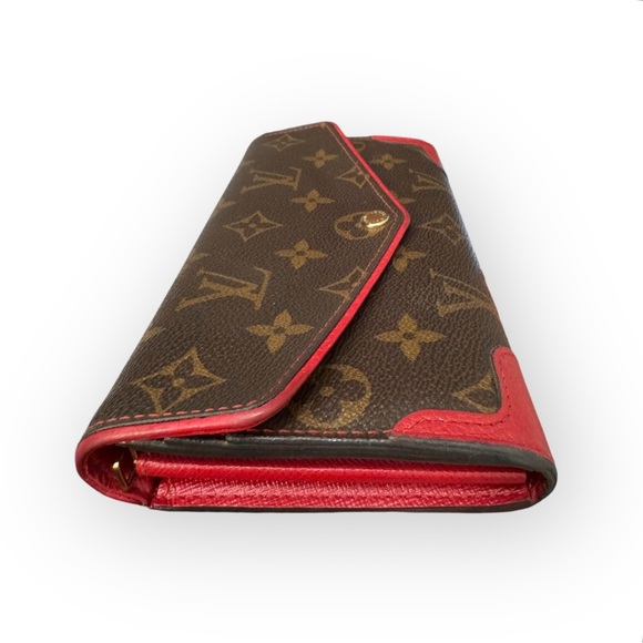 LOUIS VUITTON Monogram Portefeuille Sarah Retiro Long Bifold Wallet, Red - Picture 9 of 15